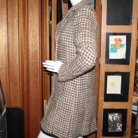 Brooks Brothers Wool Silk Houndstooth Boucle Car Coat Jacket - Picture 8 of 11